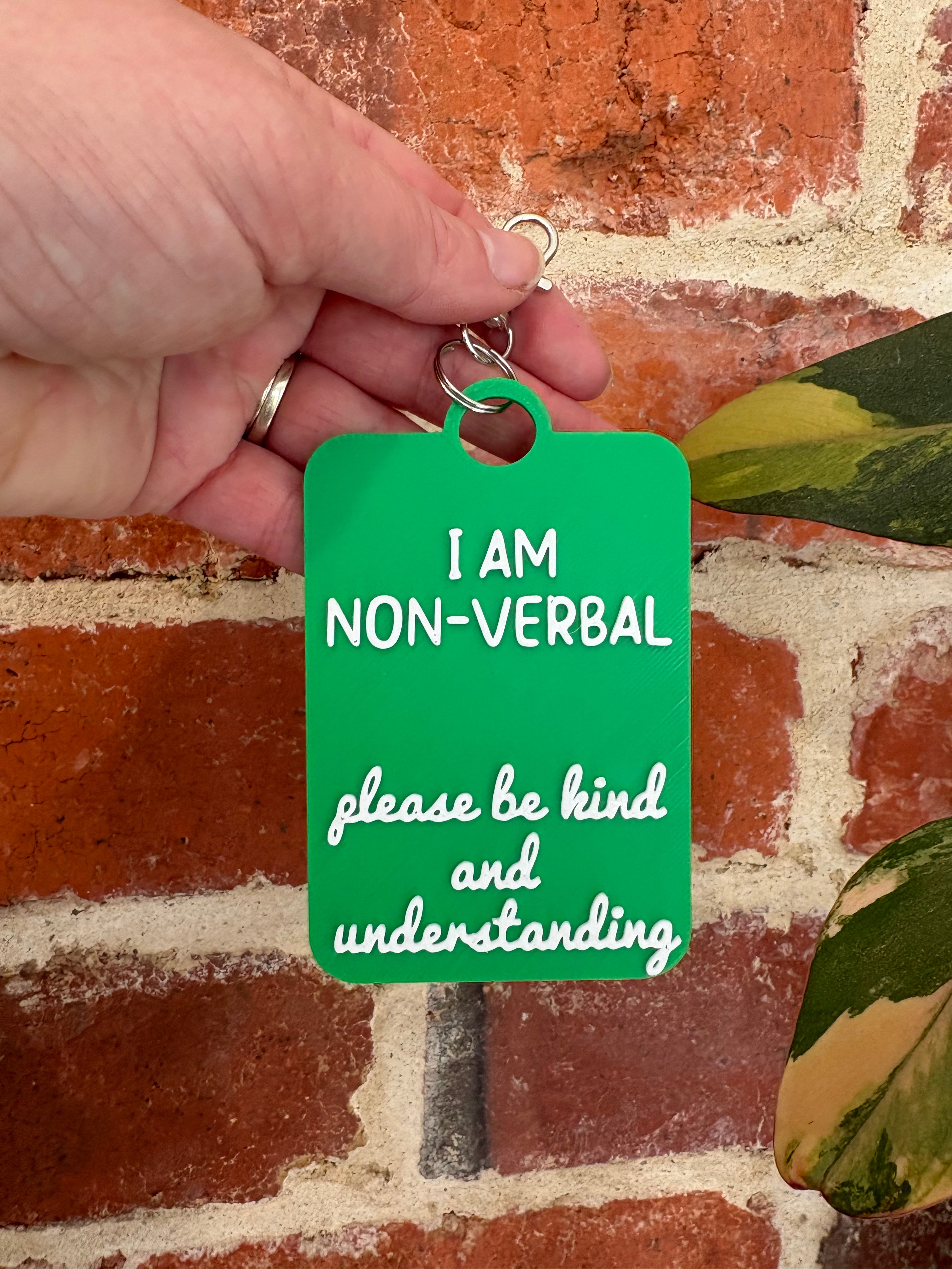 'I Am Non-Verbal' Talkies Awareness Tag - Coloured Background with White Text