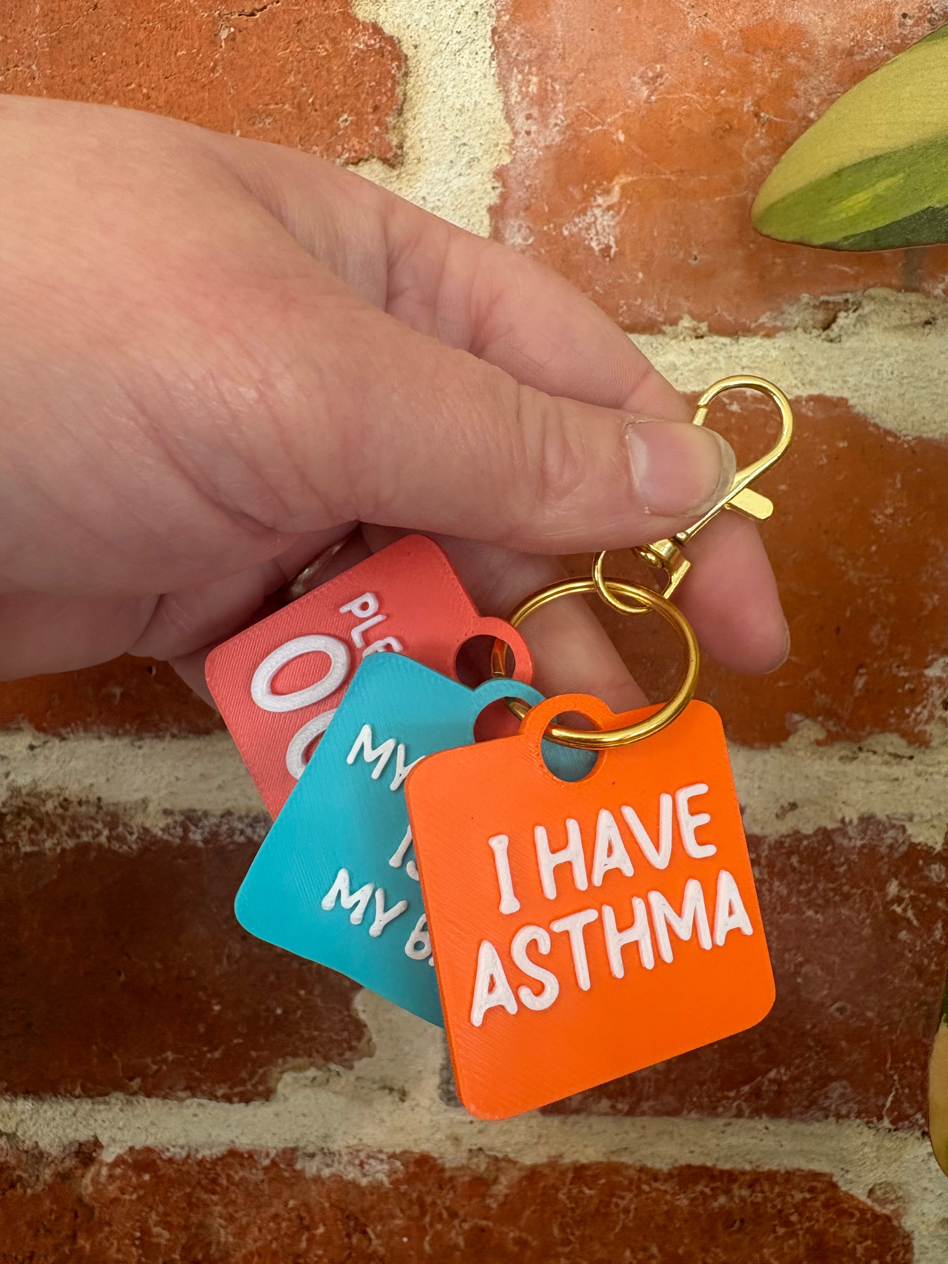 Asthma Keyring Talkies Set of 3 Tags