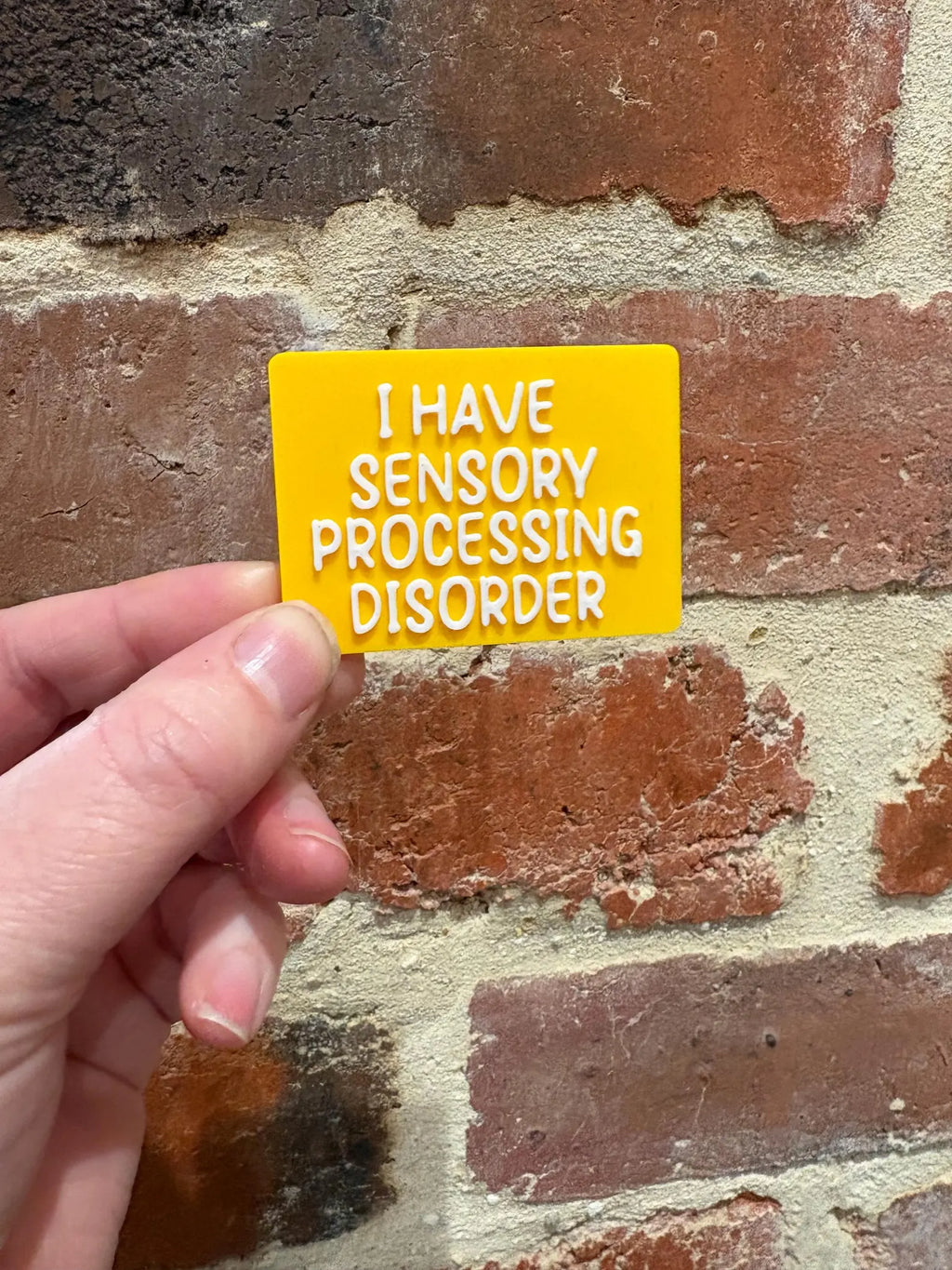 I Have Sensory Processing Disorder TALKIES Badge Magnet or Pin
