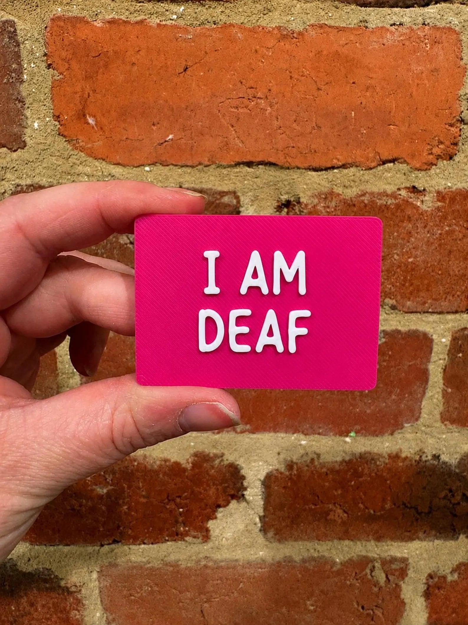 I Am Deaf TALKIES Badge Magnet or Pin