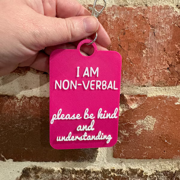 'I Am Non-Verbal' Talkies Awareness Tag - Coloured Background with White Text
