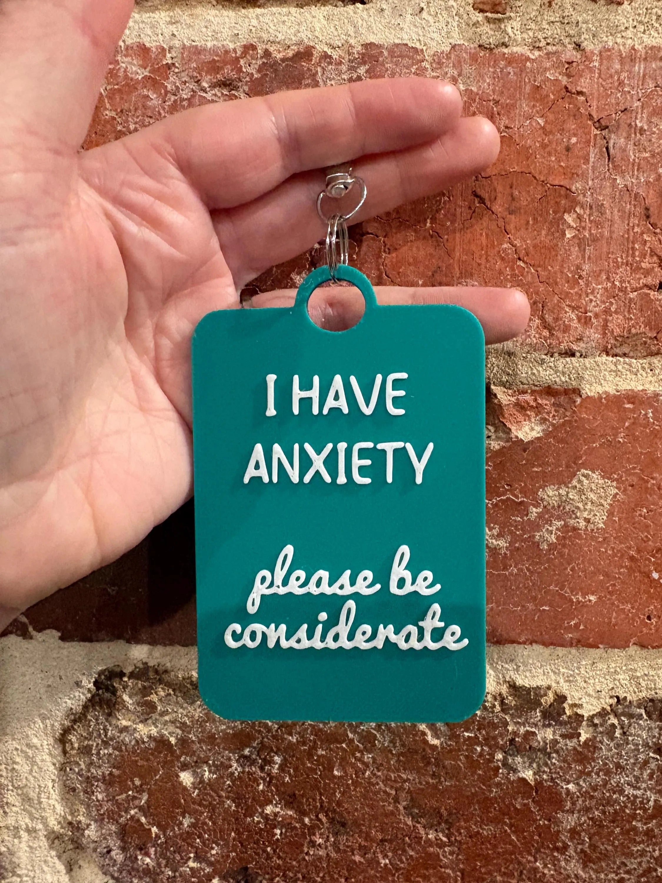 'I have Anxiety' Talkies Awareness Tag - Coloured Background with White Text