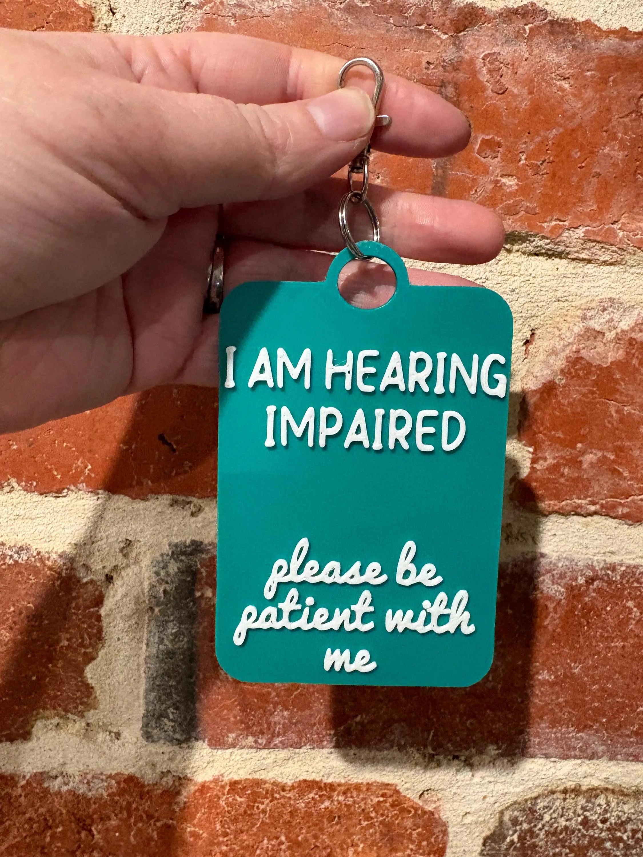 Hearing Impaired Talkies Awareness Tag - Coloured Background with White Text