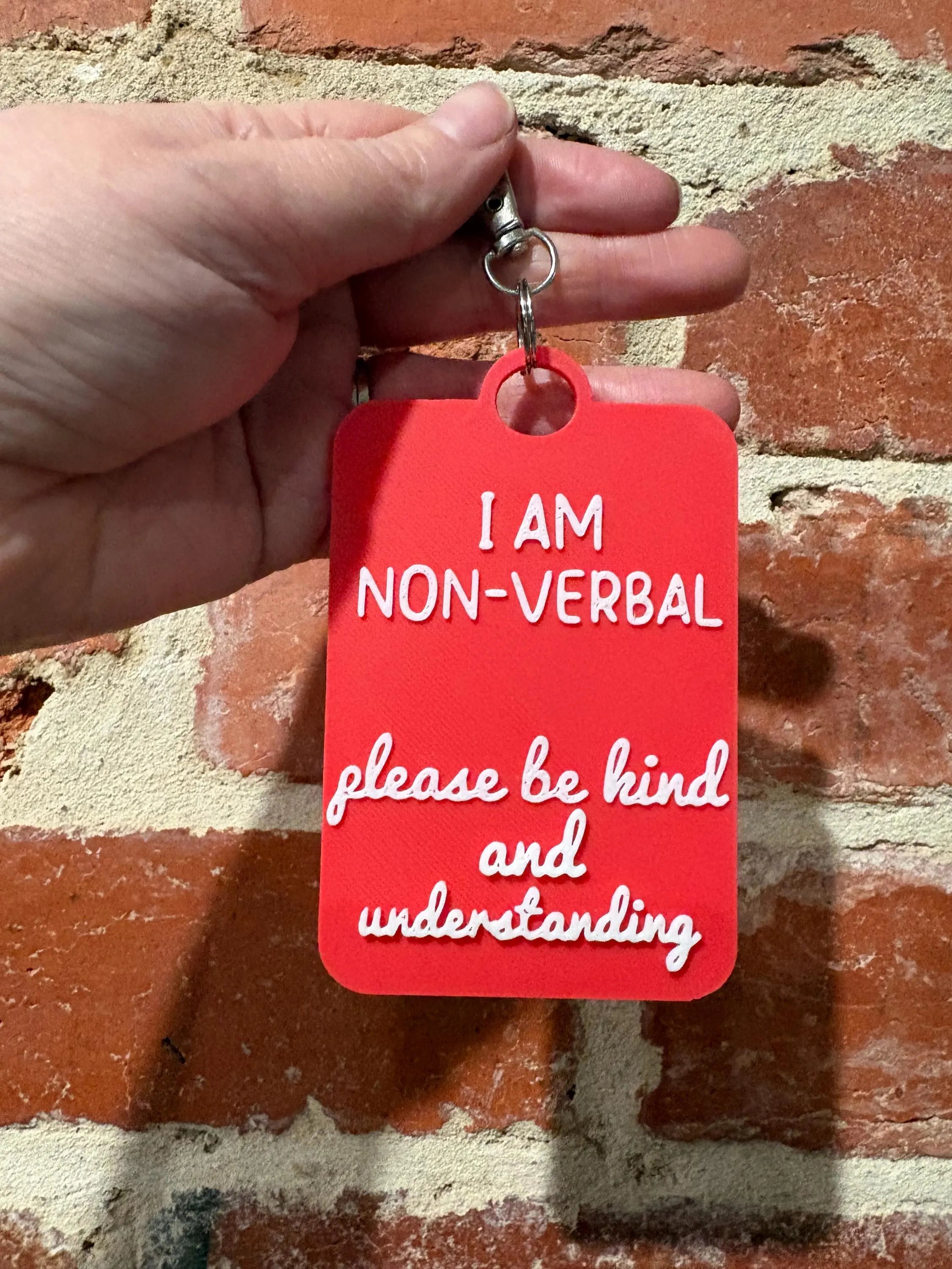 'I Am Non-Verbal' Talkies Awareness Tag - Coloured Background with White Text