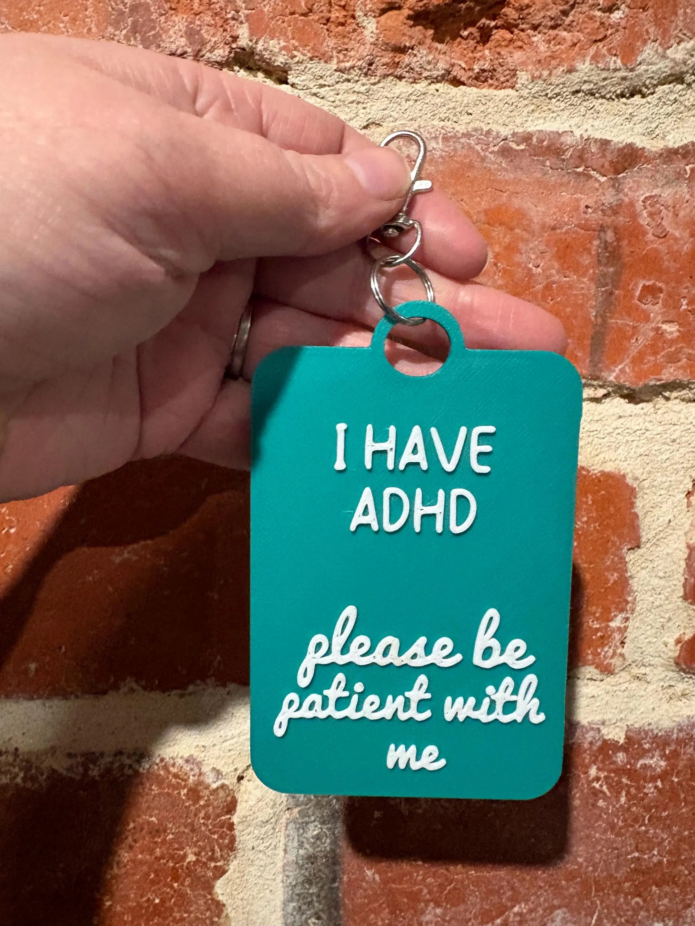 'I have ADHD' Talkies Awareness Tag - Coloured Background with White Text