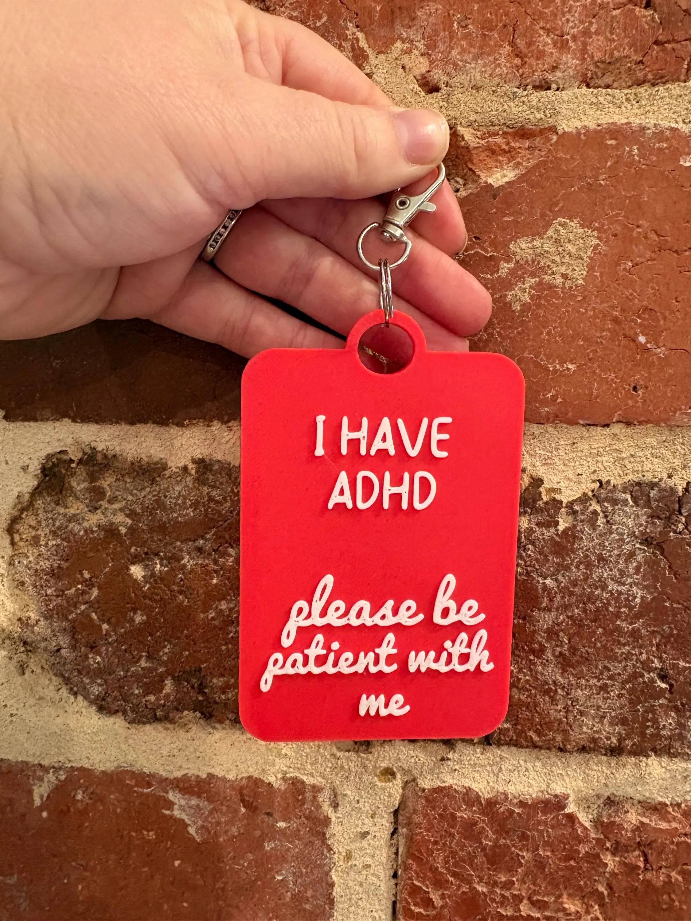 'I have ADHD' Talkies Awareness Tag - Coloured Background with White Text