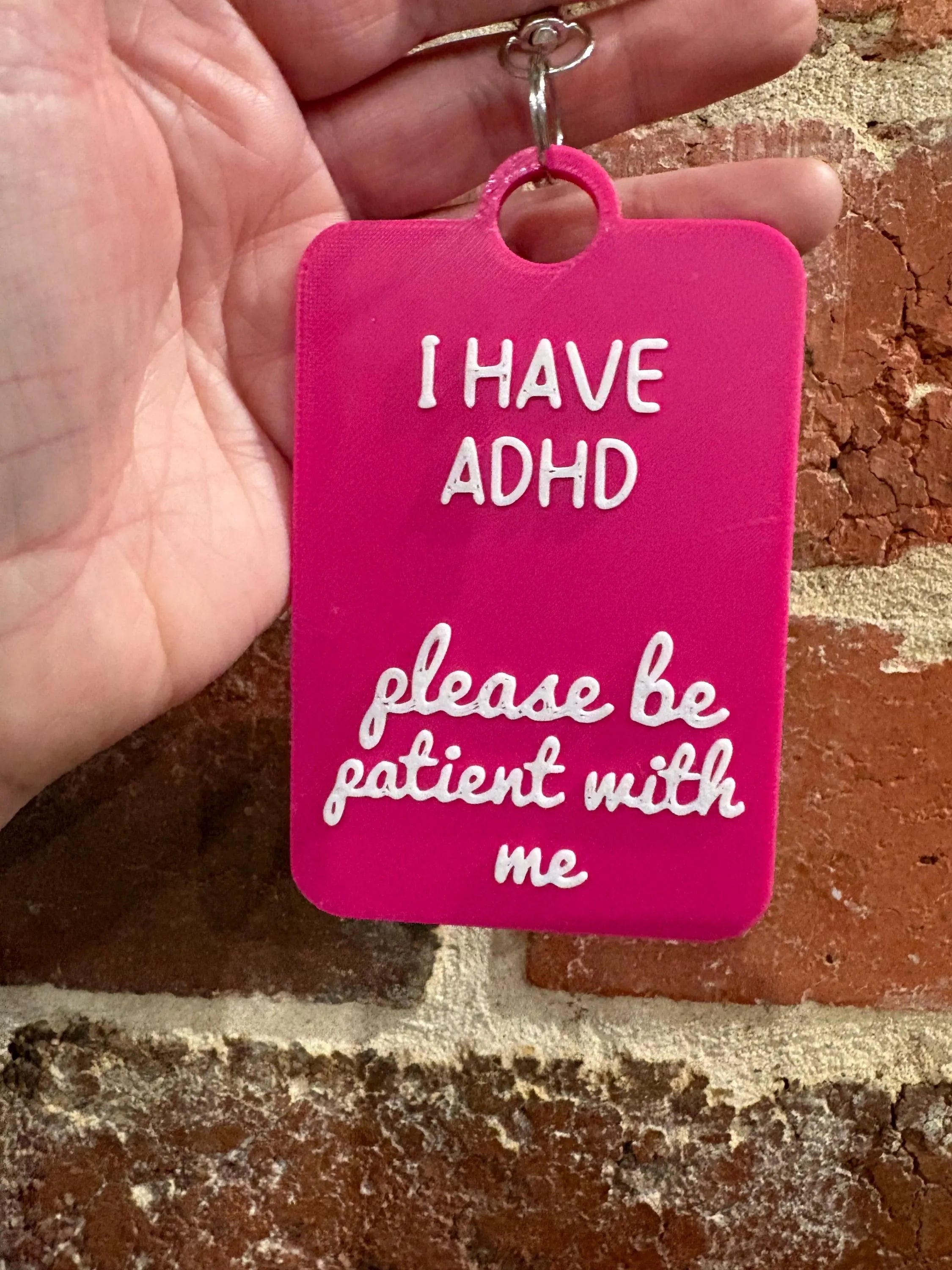 'I have ADHD' Talkies Awareness Tag - Coloured Background with White Text