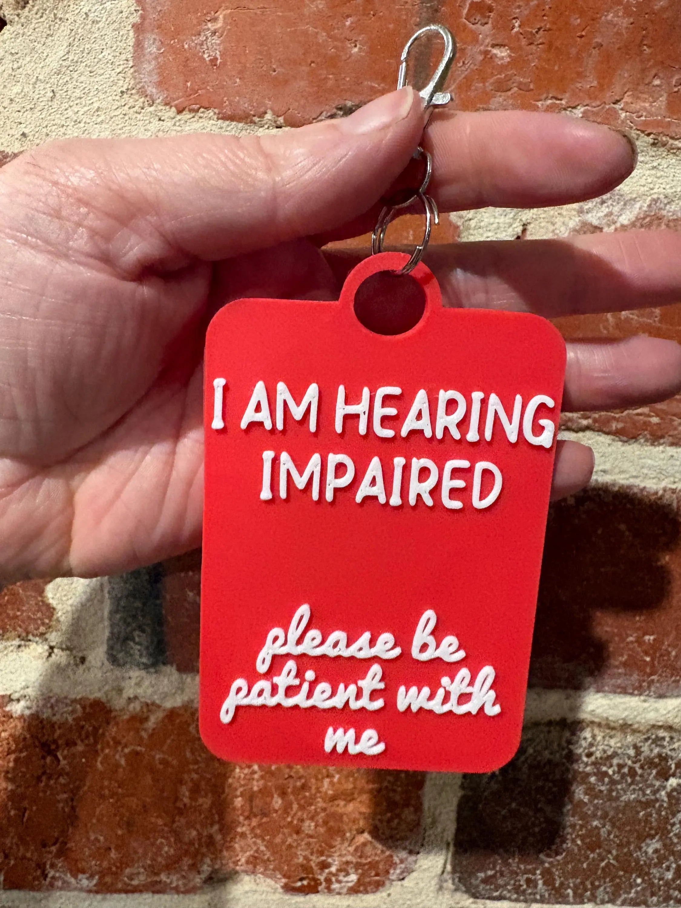 Hearing Impaired Talkies Awareness Tag - Coloured Background with White Text