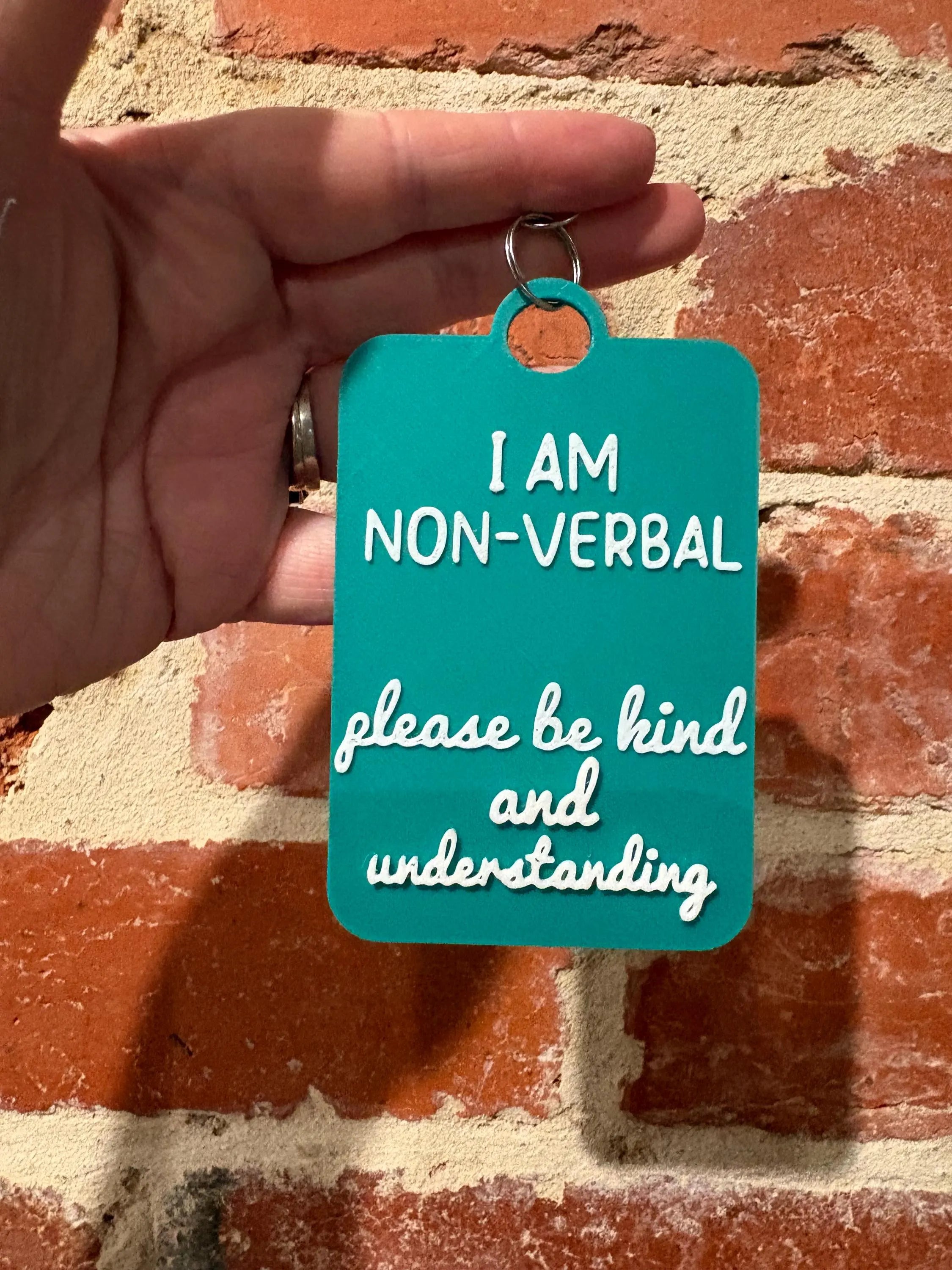 'I Am Non-Verbal' Talkies Awareness Tag - Coloured Background with White Text