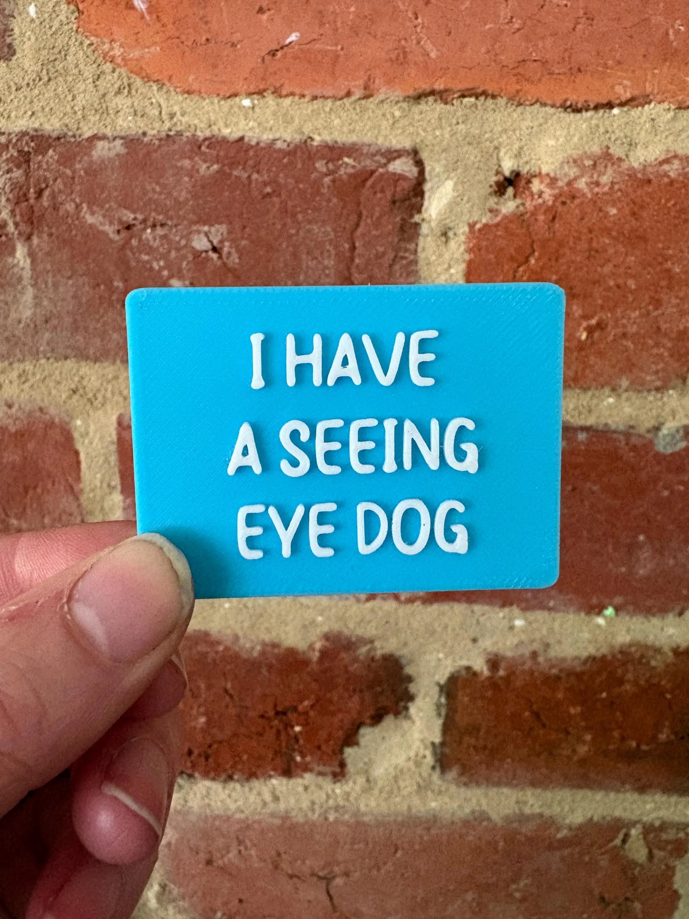 I Have A Seeing Eye Dog TALKIES Badge Magnet or Pin