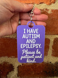 'I Have Autism and Epilepsy' Talkies Awareness Tag