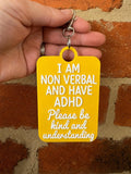 'I Am Non Verbal and Have ADHD' Talkies Awareness Tag