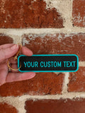 Custom Text Black Glitter TALKIES Keyring