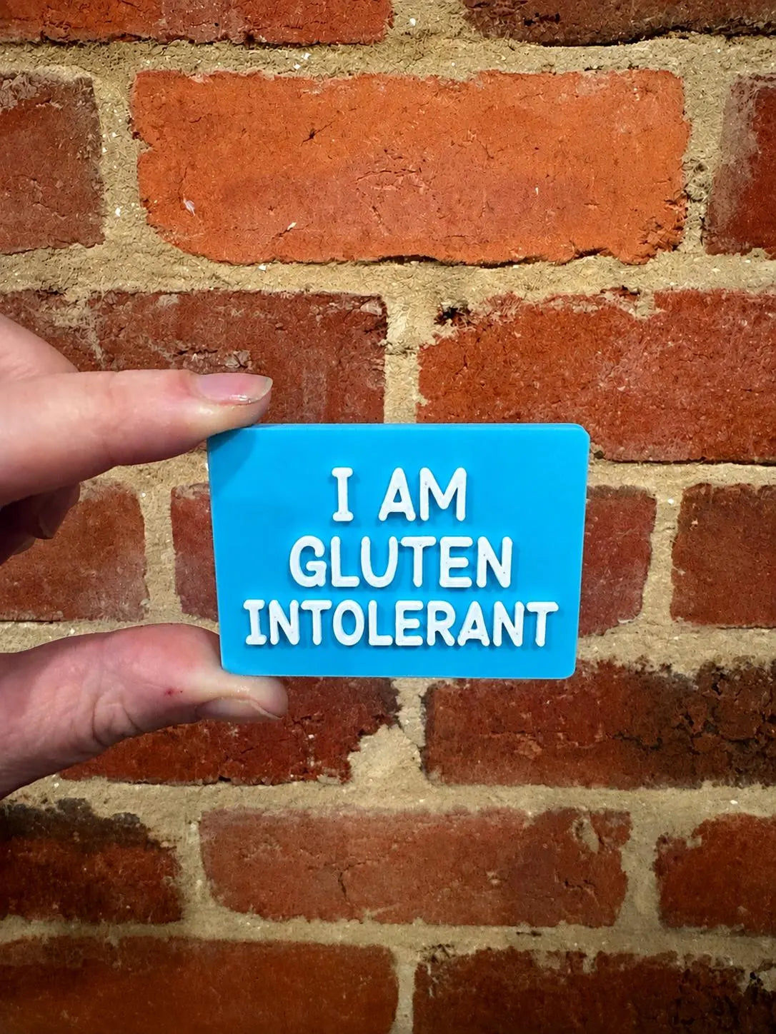 I Am Gluten Intolerant TALKIES Badge Magnet or Pin