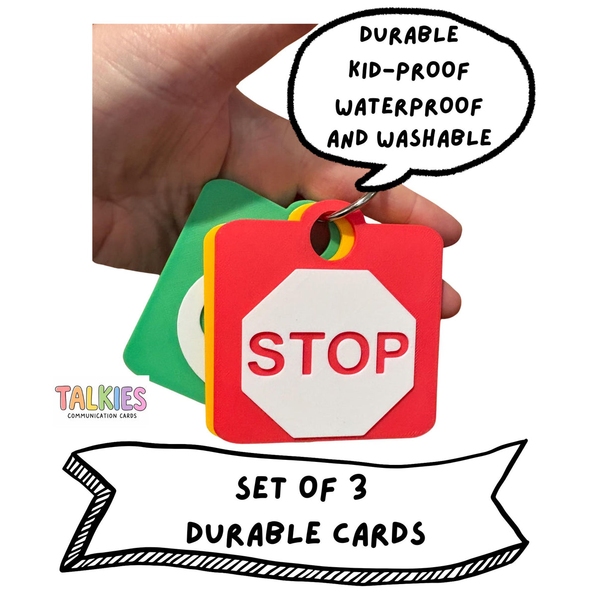 Stop, Go, Slow Down Talkies Set of 3 Cards
