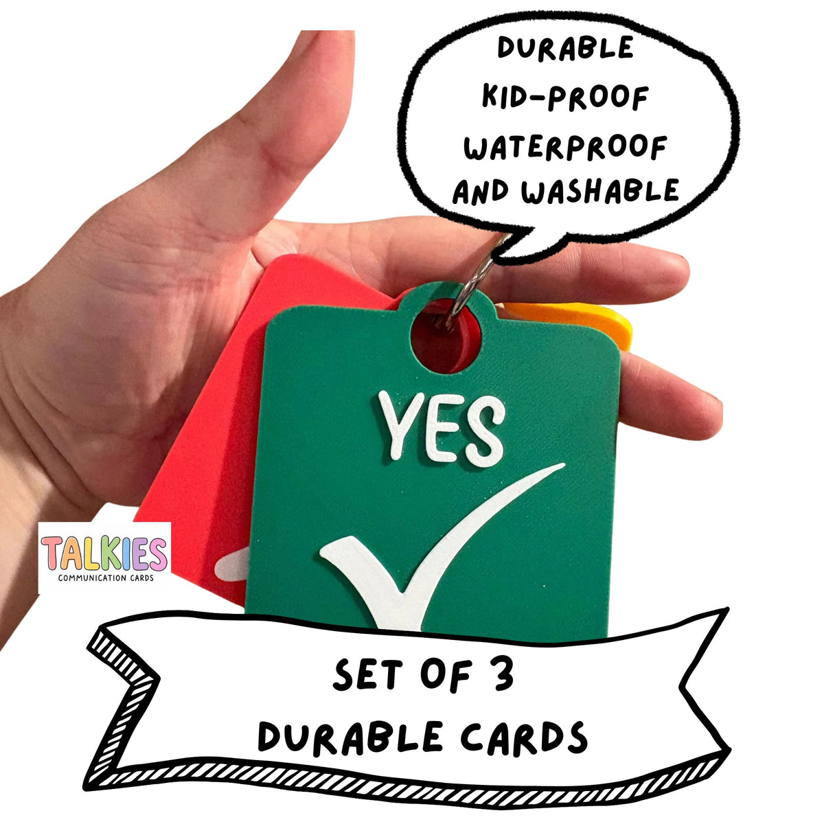 Yes, No, I Don't Know Talkies Set of 3 Cards